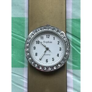 Sophie Rhinestone Bezel Gold And Silver Tone Women’s Slap Band Watch